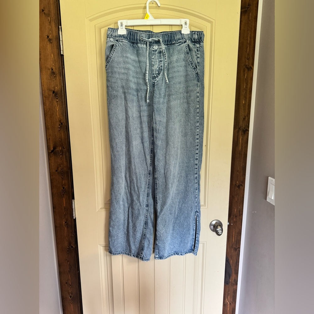 Rewash Light Blue Wide-Leg Drawstring Pull on Denim